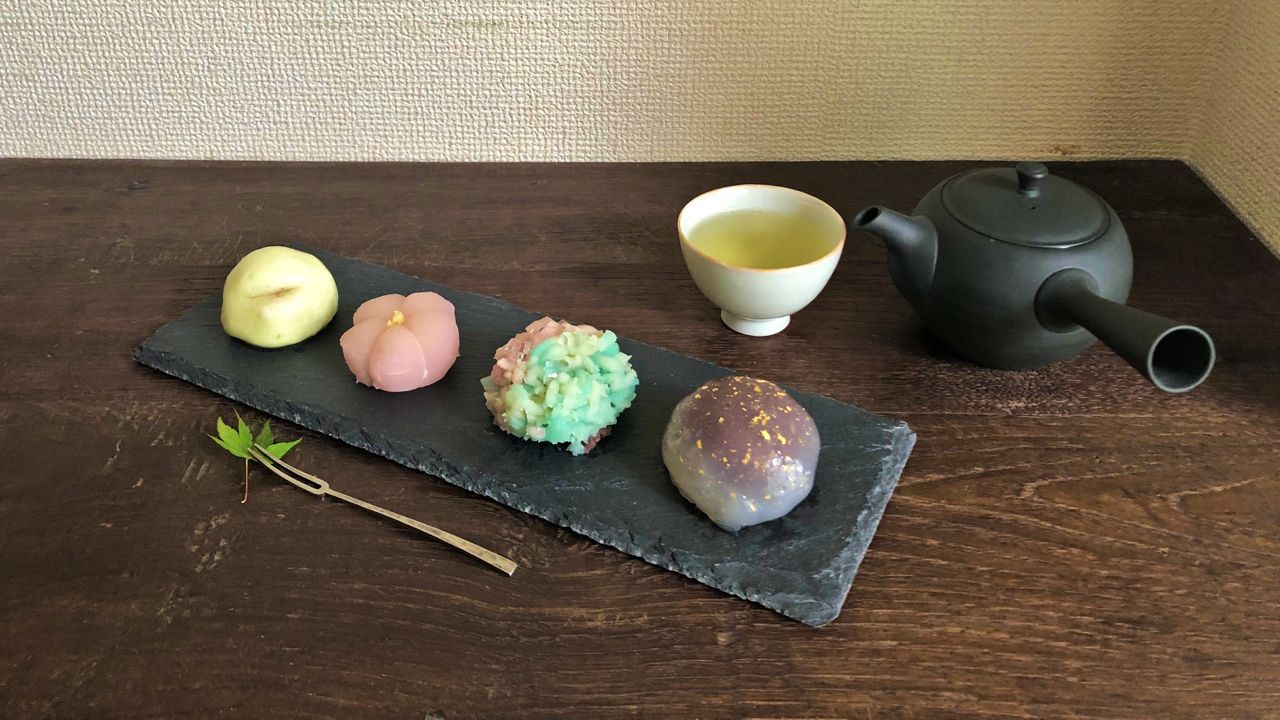 Four sweets representing June in Japan