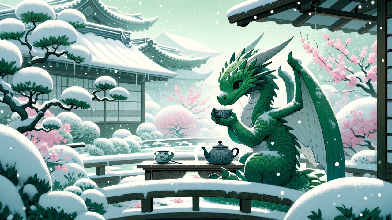 Dragon Enjoying Tea